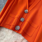 Color-blocking Cardigan & Trousers Knitted 2Pcs