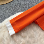 Color-blocking Cardigan & Trousers Knitted 2Pcs