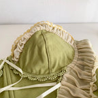 Vintage Lace-up Green Fishbone Top