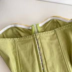 Vintage Lace-up Green Fishbone Top