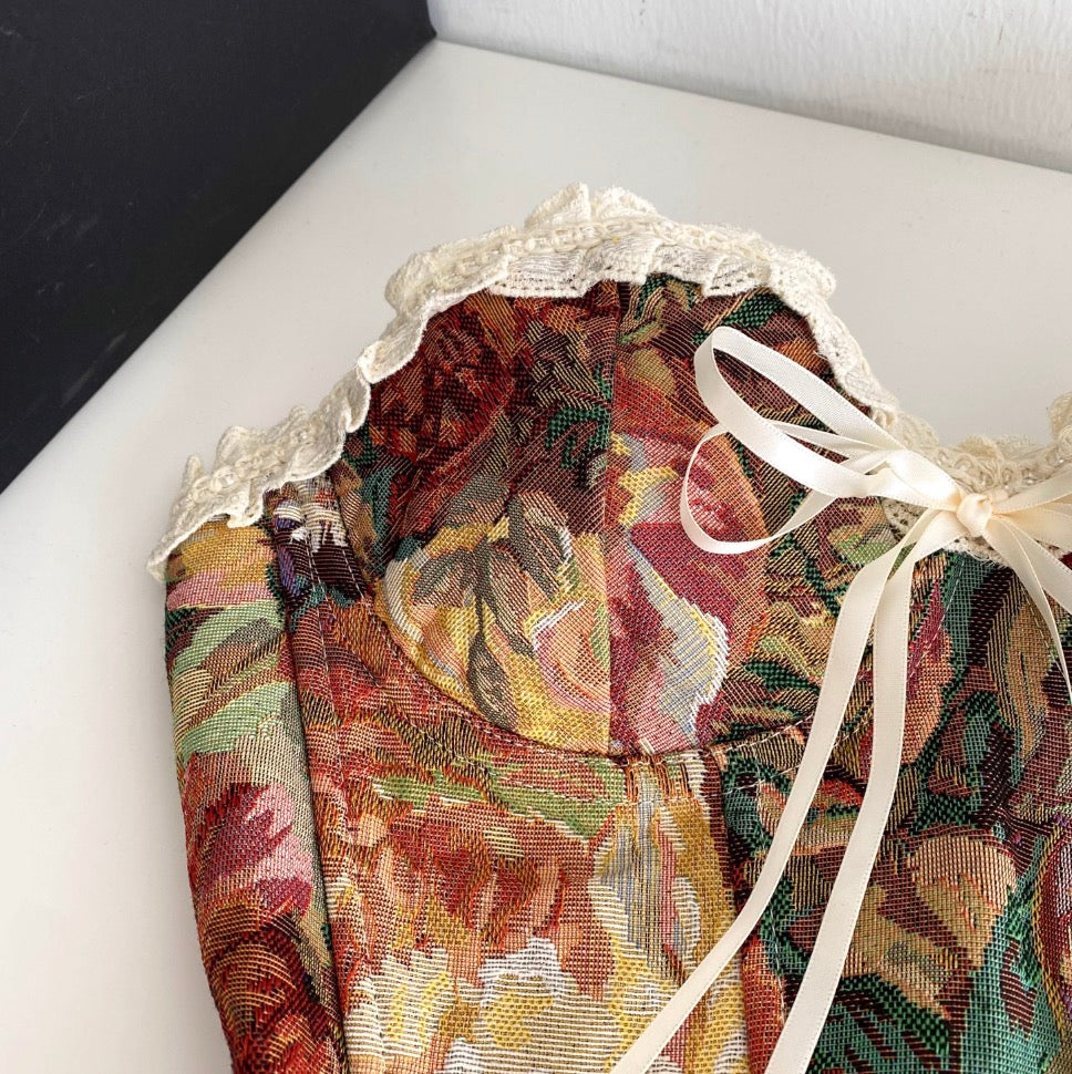 Oil-painting Print Fishbone Camisole