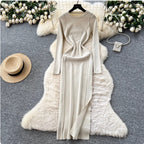 Niche Solid Color Split Knit Dress