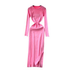 Niche Solid Color Split Knit Dress