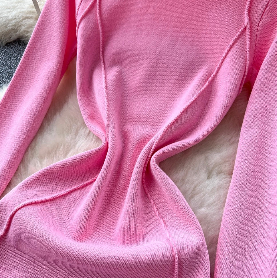 Niche Solid Color Split Knit Dress