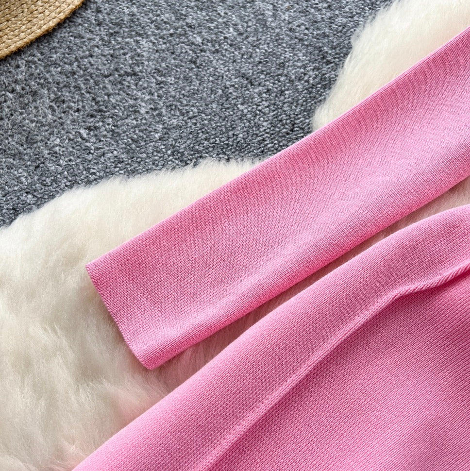 Niche Solid Color Split Knit Dress