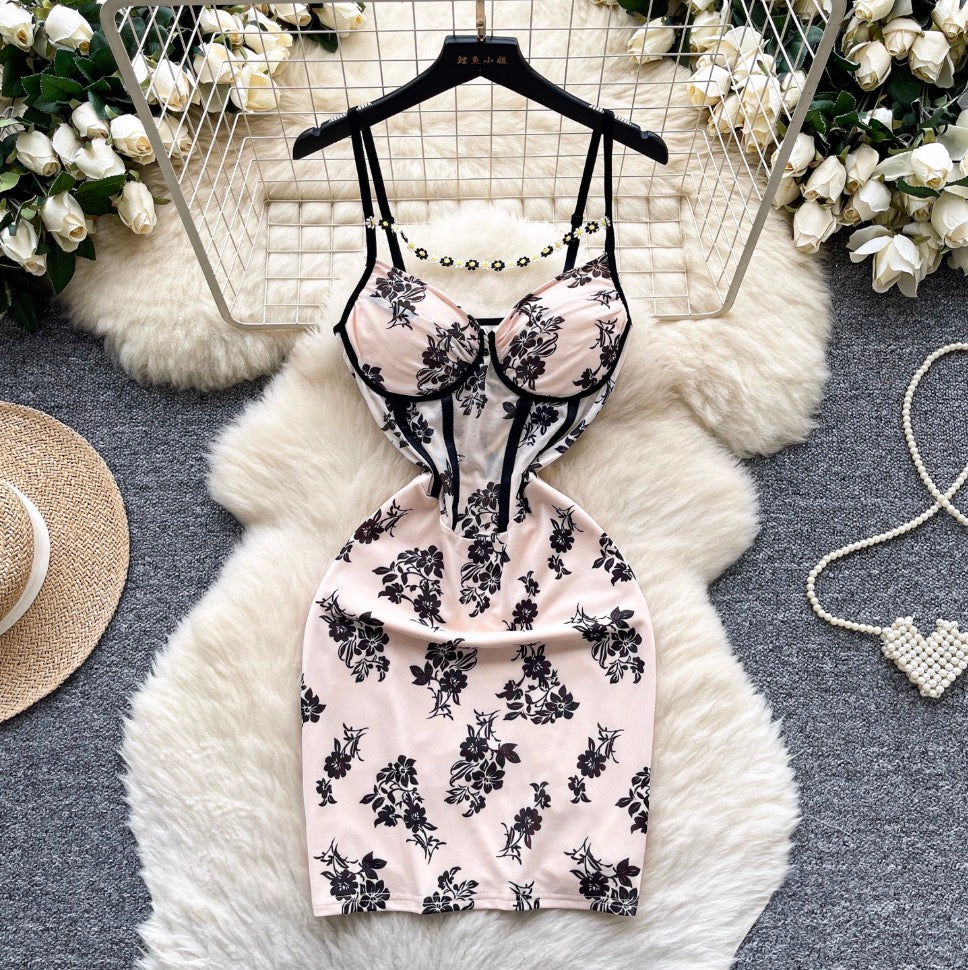 Hottie Hollowed Print Slip Dress
