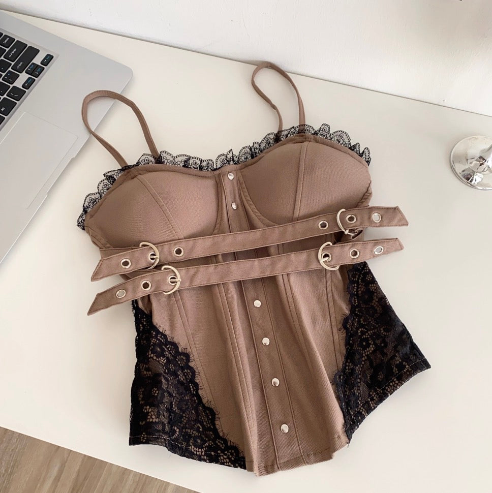 Vintage Lace-trim Buckled Camisole
