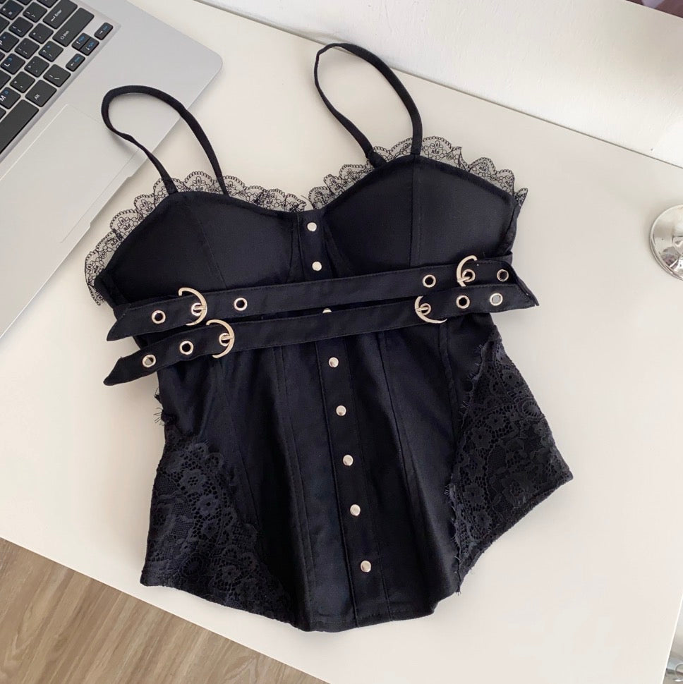 Vintage Lace-trim Buckled Camisole
