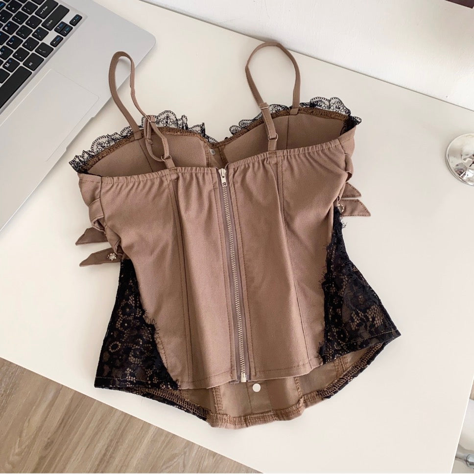 Vintage Lace-trim Buckled Camisole