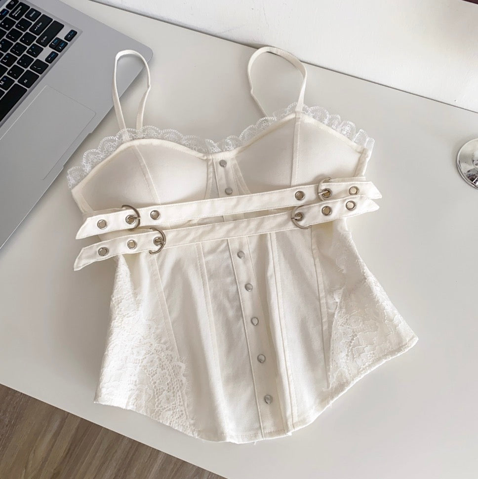 Vintage Lace-trim Buckled Camisole