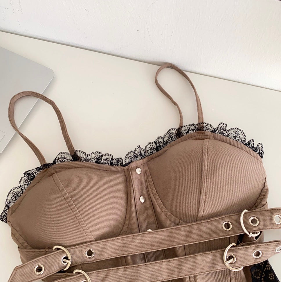Vintage Lace-trim Buckled Camisole