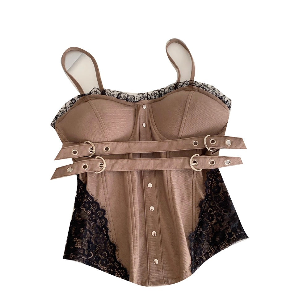 Vintage Lace-trim Buckled Camisole