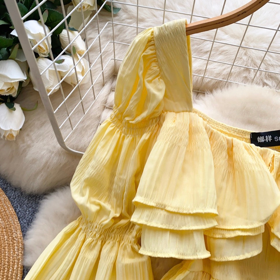 Elegant Flared Sleeve Pleated Shirt