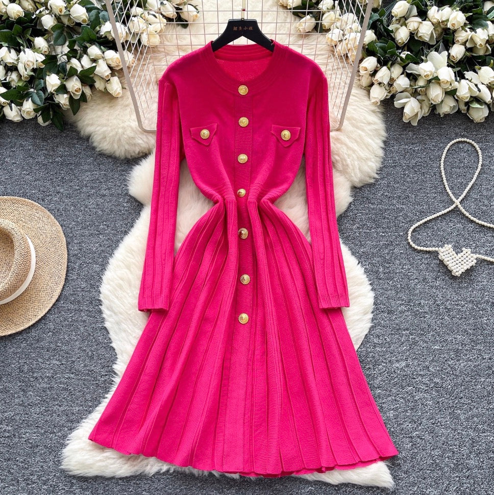 Vintage Round Collar Knit Dress