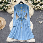 Vintage Round Collar Knit Dress