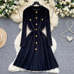 Vintage Round Collar Knit Dress
