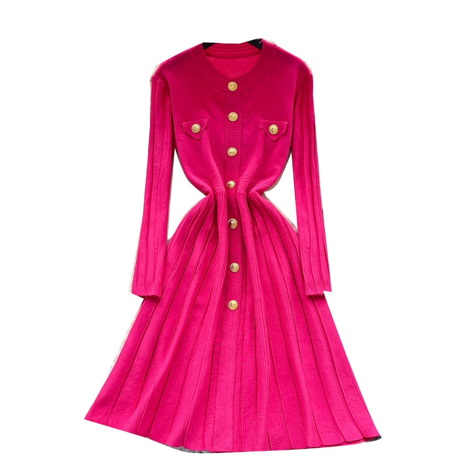 Vintage Round Collar Knit Dress