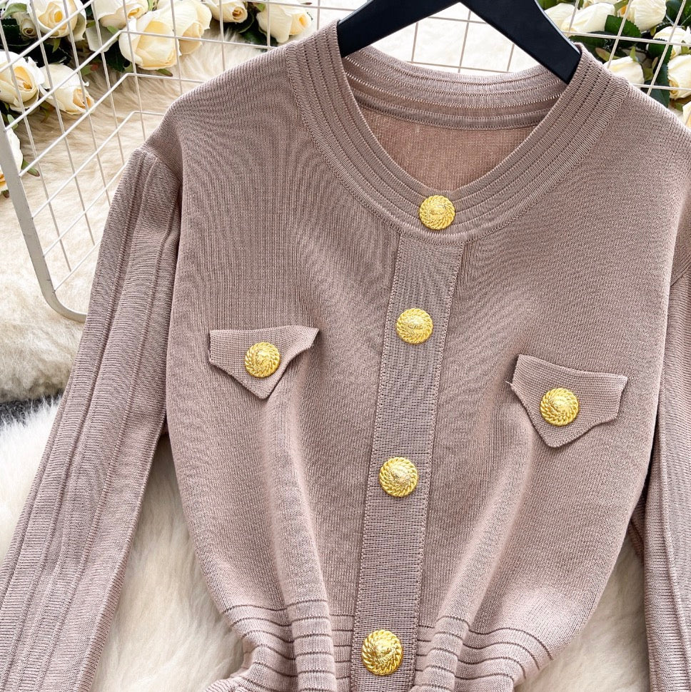 Vintage Round Collar Knit Dress