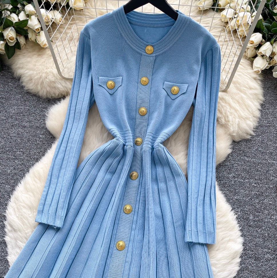 Vintage Round Collar Knit Dress