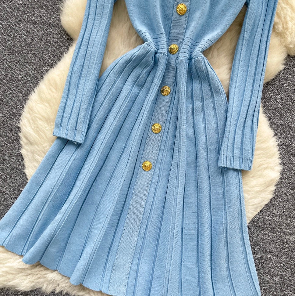 Vintage Round Collar Knit Dress