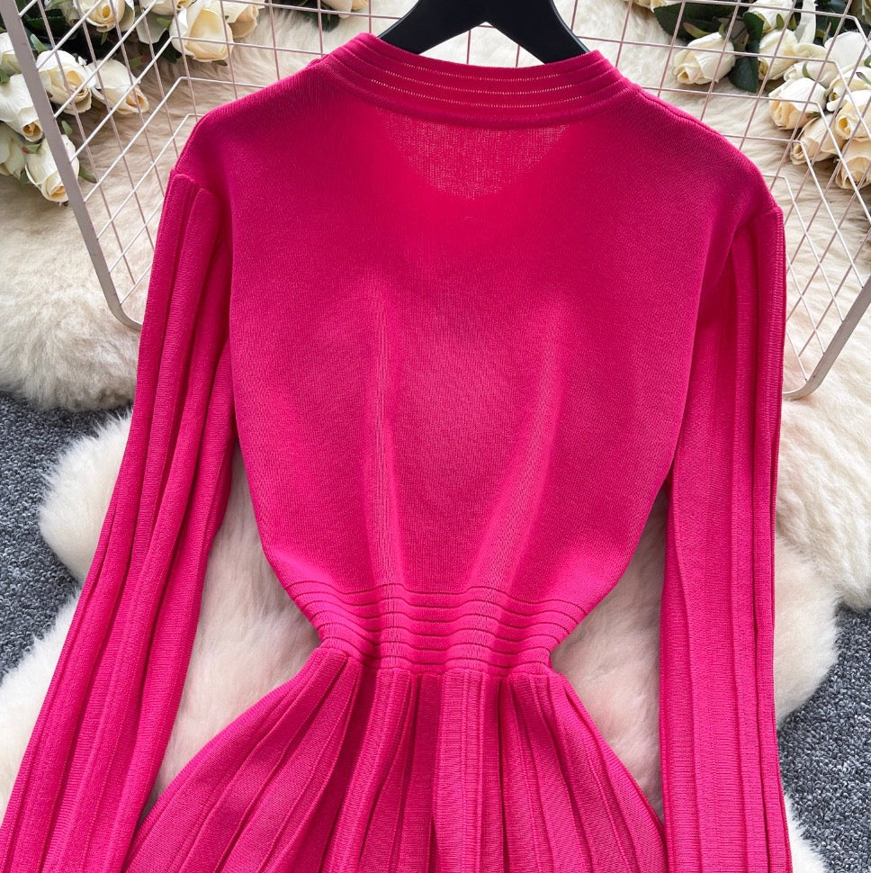 Vintage Round Collar Knit Dress