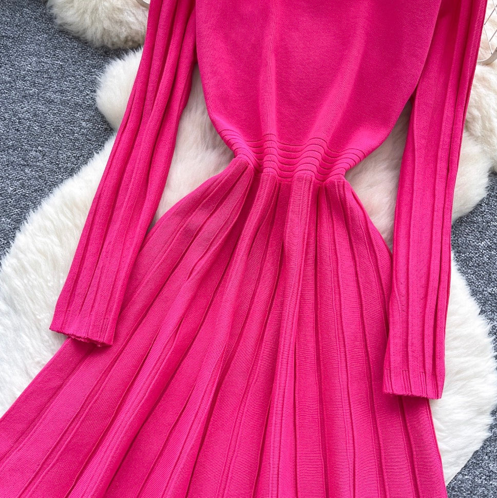 Vintage Round Collar Knit Dress