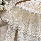 Apricot Lace Shirt with Choker