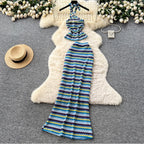 Colorful Striped Camisole & Skirt 2Pcs