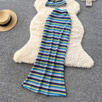 Colorful Striped Camisole & Skirt 2Pcs