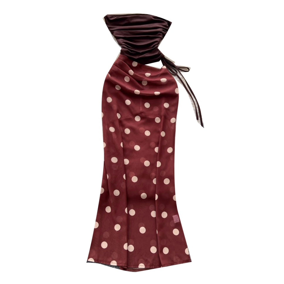 Niche Polka-dot Patchwork Bustier Dress