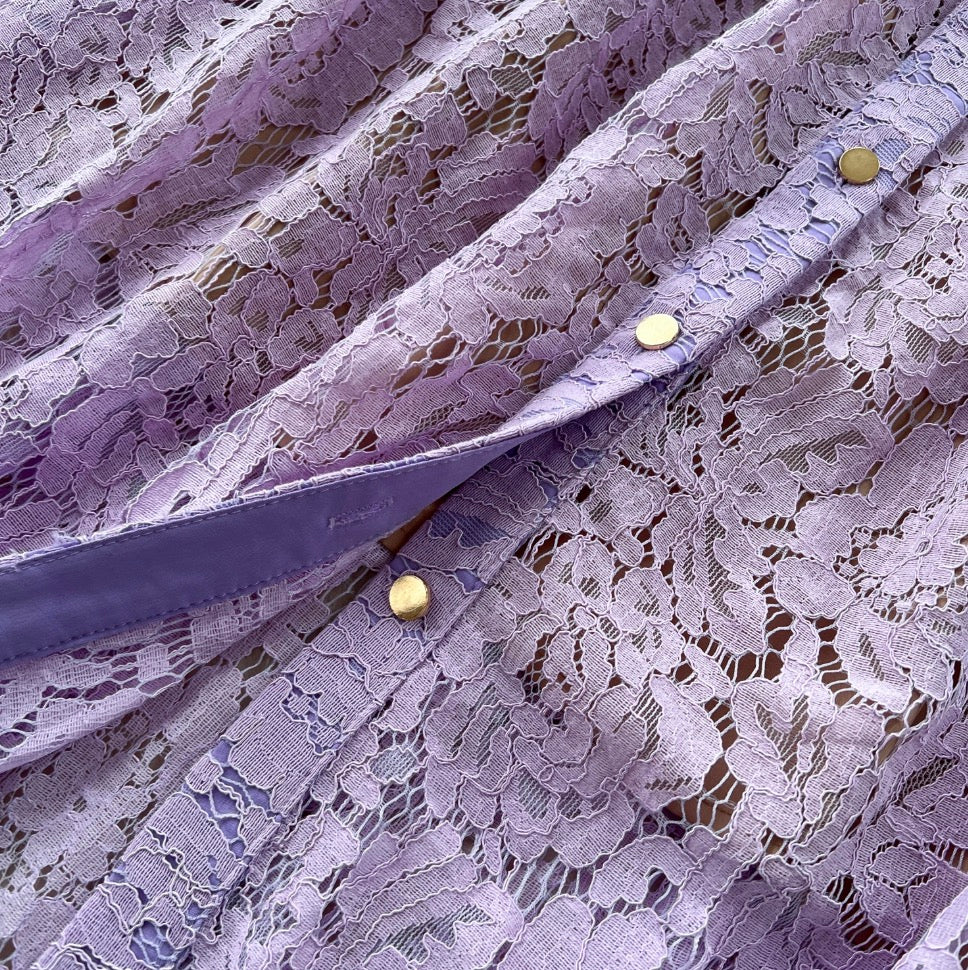 High-end Purple Lace Shirt Dress