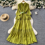 Courtly Flared Sleeve Shirt Dress