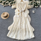 Courtly Flared Sleeve Shirt Dress