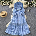 Courtly Flared Sleeve Shirt Dress