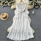 Courtly Flared Sleeve Shirt Dress