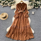Courtly Flared Sleeve Shirt Dress