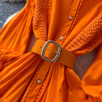Courtly Flared Sleeve Shirt Dress