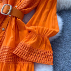 Courtly Flared Sleeve Shirt Dress