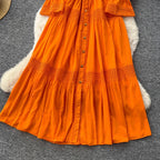 Courtly Flared Sleeve Shirt Dress