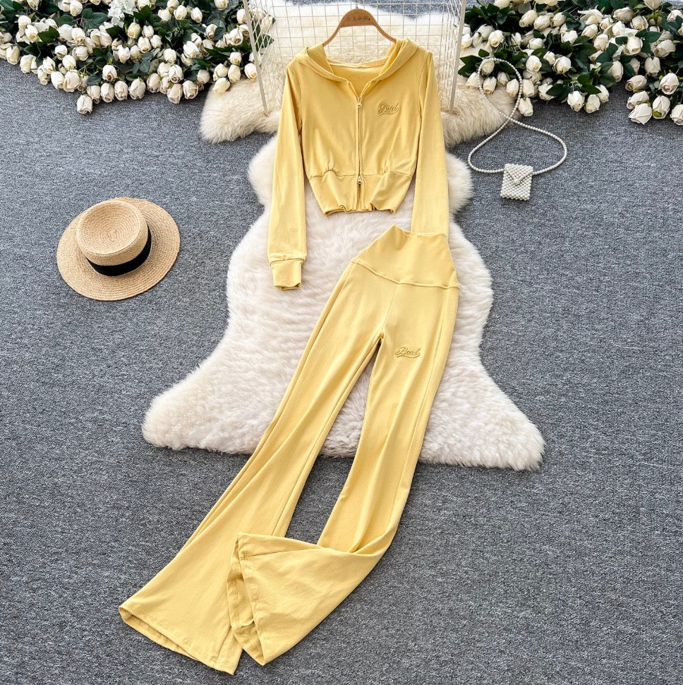 Casual Hoodie & Flared Trousers 2Pcs