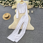 Casual Hoodie & Flared Trousers 2Pcs