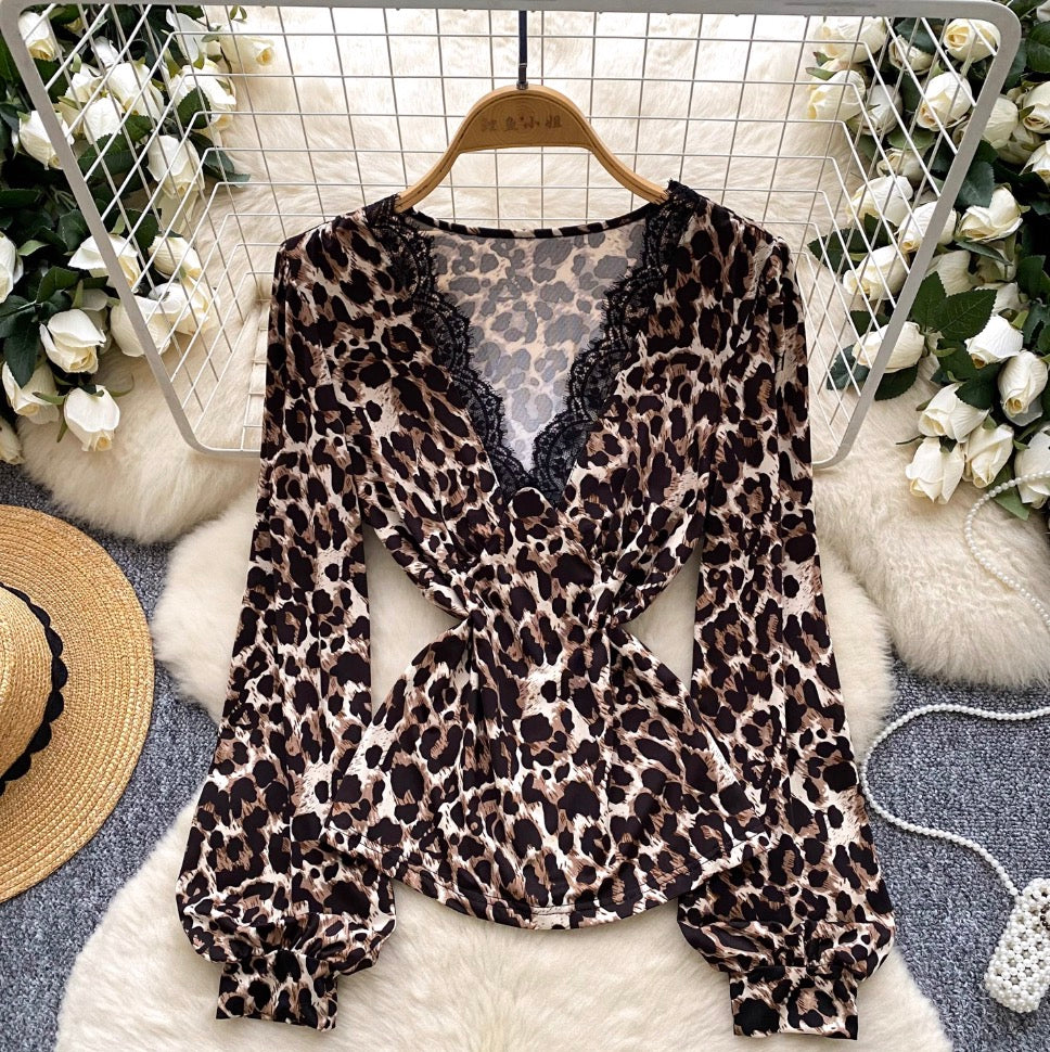 Leopard Print Waist-slimming Top
