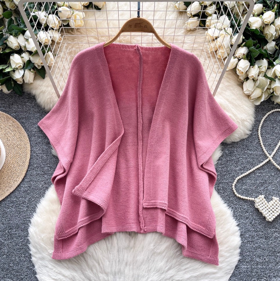 Vintage Solid Color Knit Shawl