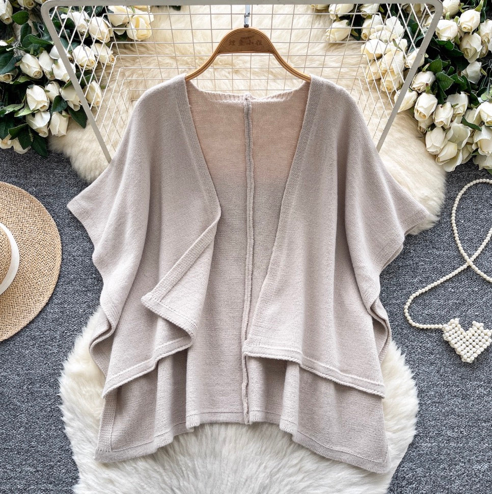 Vintage Solid Color Knit Shawl