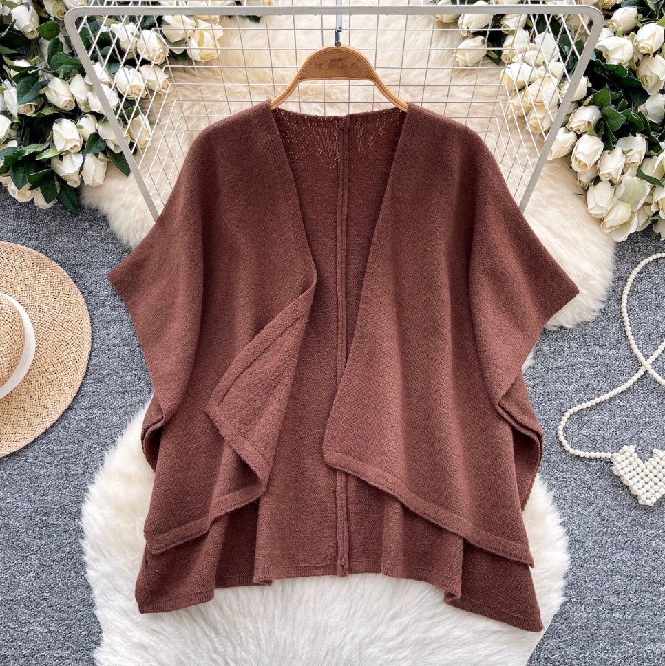Vintage Solid Color Knit Shawl