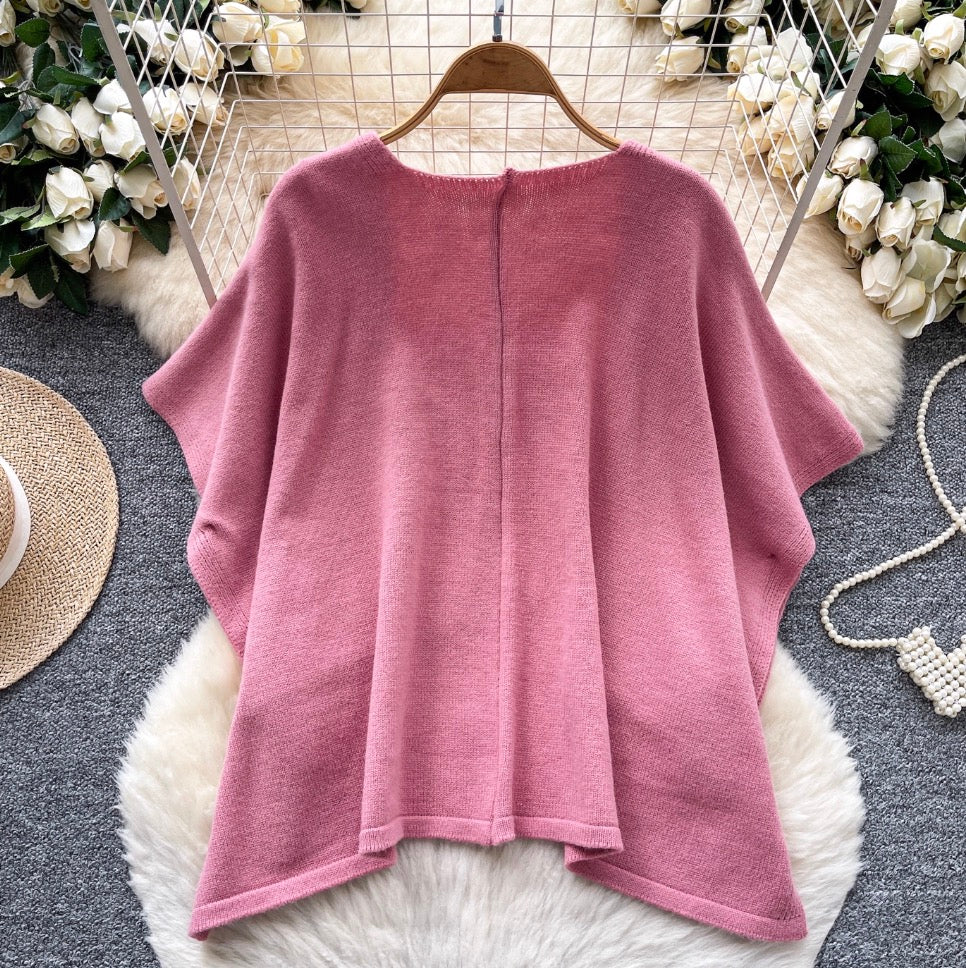 Vintage Solid Color Knit Shawl