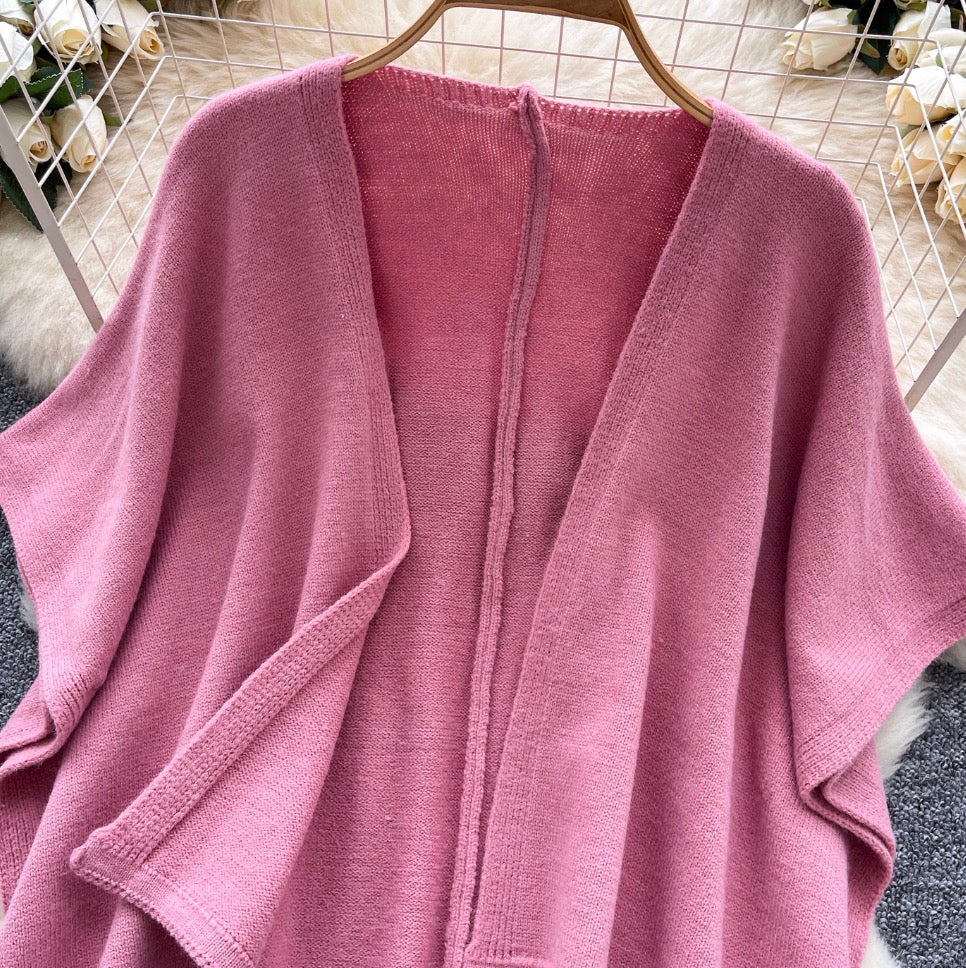 Vintage Solid Color Knit Shawl