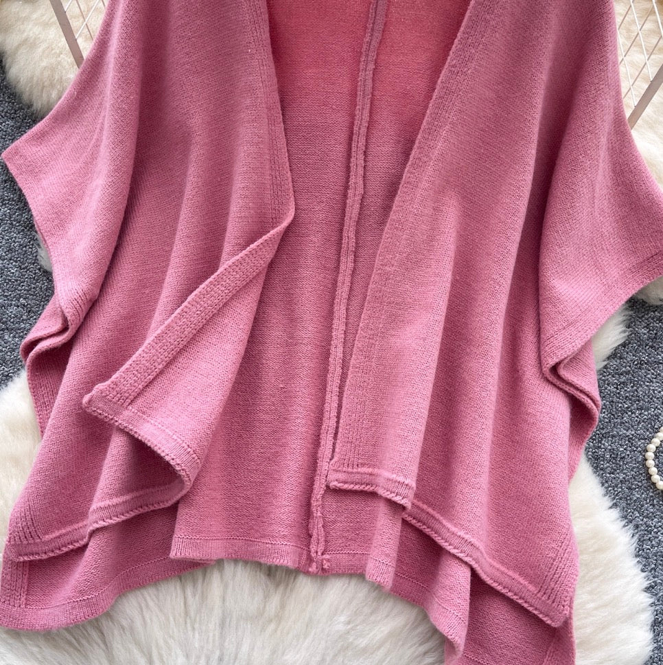 Vintage Solid Color Knit Shawl