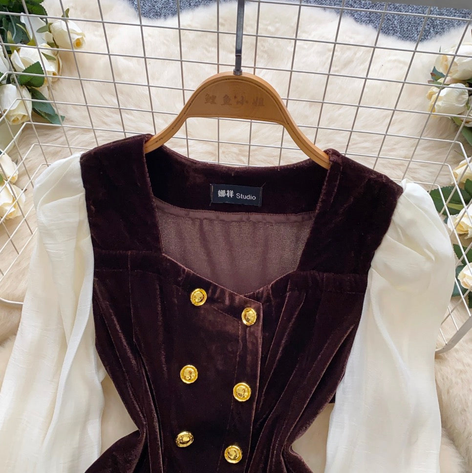 Vintage Flared Sleeve Suede Top