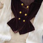 Vintage Flared Sleeve Suede Top